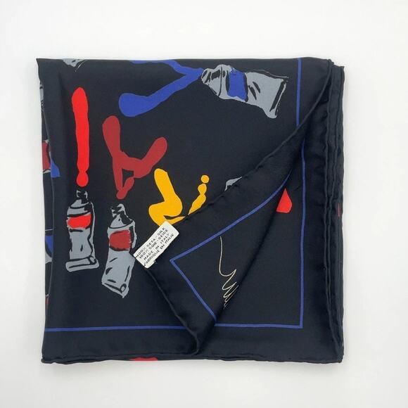 Louis Vuitton 33” Silk Scarf Paint Pattern Black W/Box LV Paint Tube Scarf - Picture 9 of 16